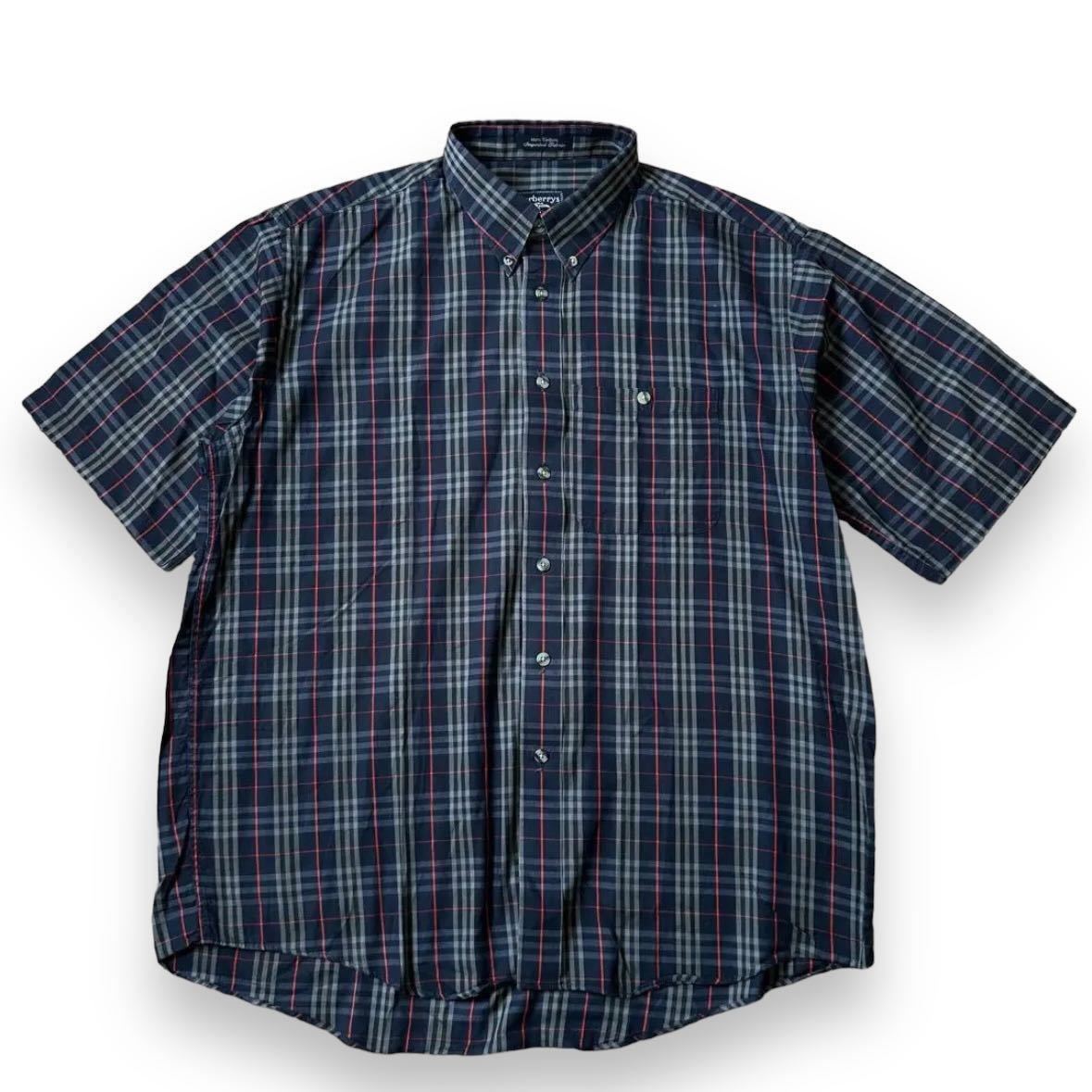 90's Burberry バーバリー USA製 ノバチェック 半袖 BD シャツ L