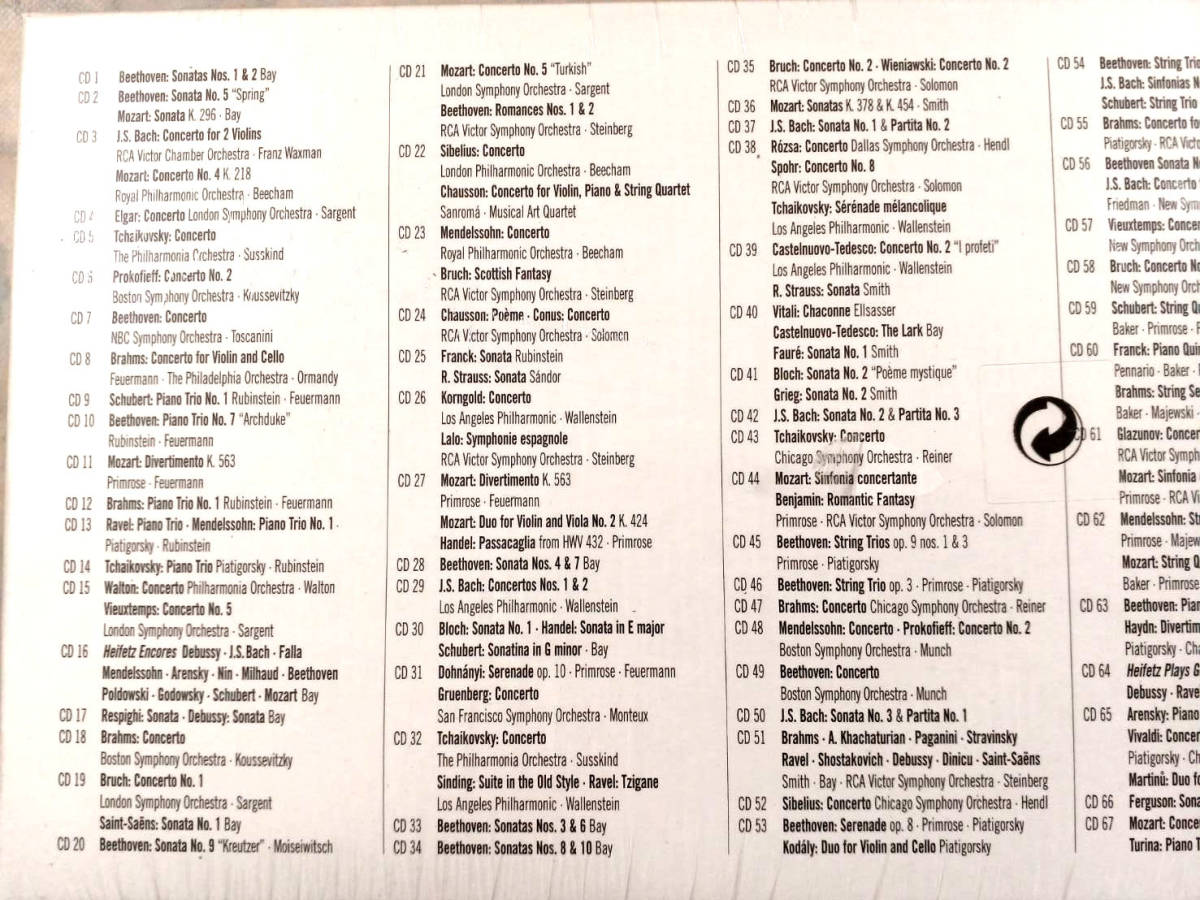 ◆未開封CD-BOX◆Jascha Heifetz The Complete Album Collection◆ヤッシャ・ハイフェッツ全集◆103CD+1DVD◆_画像3