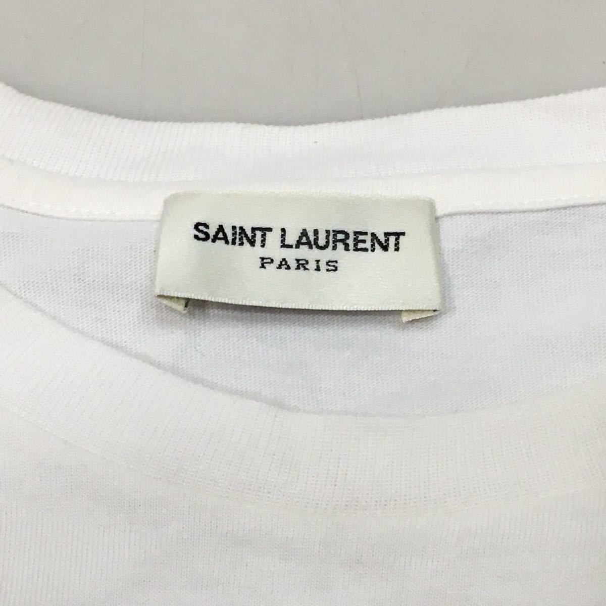 28-17 SAINT LAURENT リバースロゴ Tシャツ XSサイズ サンローラン 663278 ホワイト_画像3