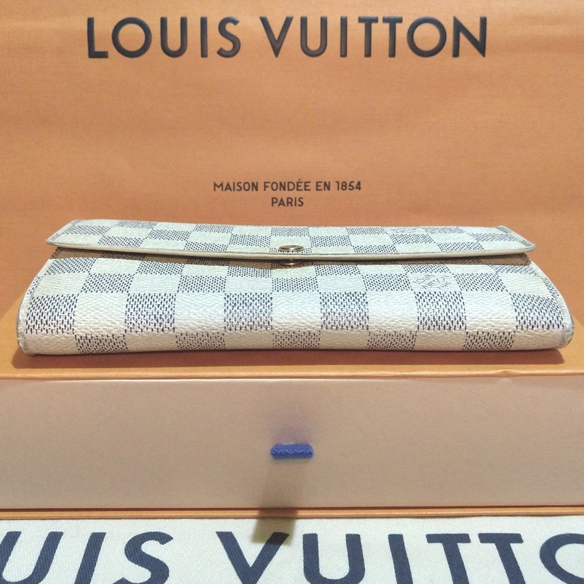 【極美品】LOUIS VUITTON ルイヴィトン　ダミエ　アズール　ポルトフォイユ　サラ　長財布　