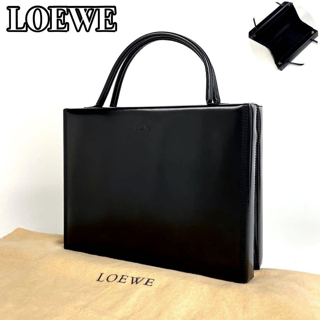 極美品○LOEWE ロエベ ハンドバッグ がま口 ロゴ型押し アナグラム