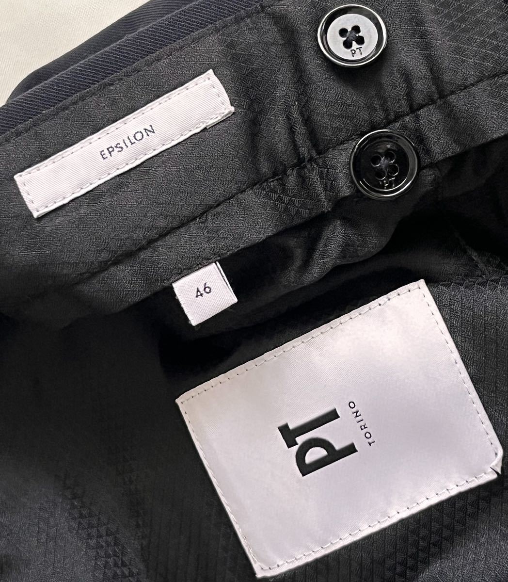 PT TORINO ピーティートリノ サイズ 46 S〜M ウール パンツ ネイビー系 EPSILON FIT スラックス 裾ジップ_画像5