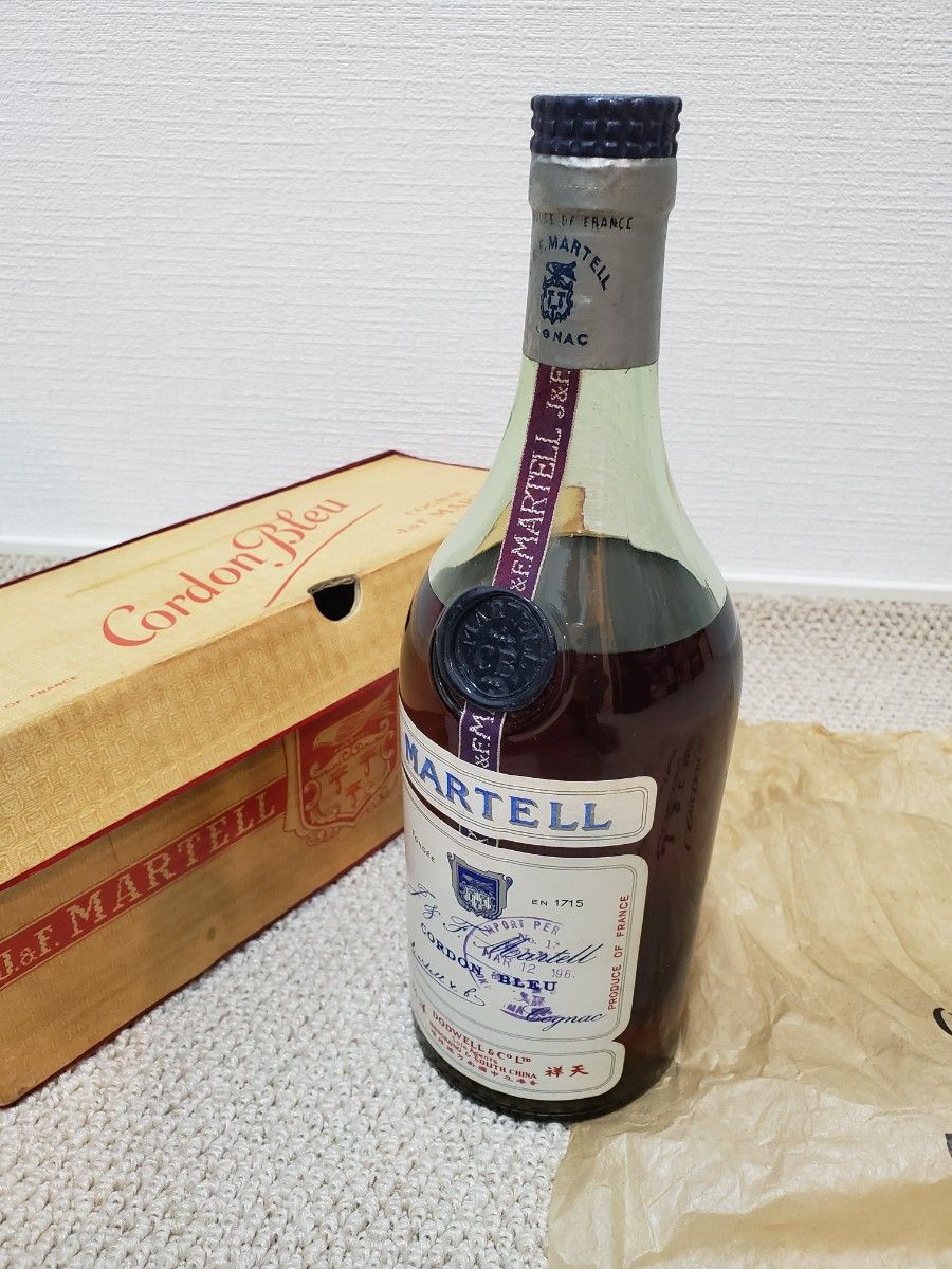 未開栓　MARTELL マーテルコルドンブルー 古酒 ブランデー　希少　700ml　共箱付　1962年　 マーテル