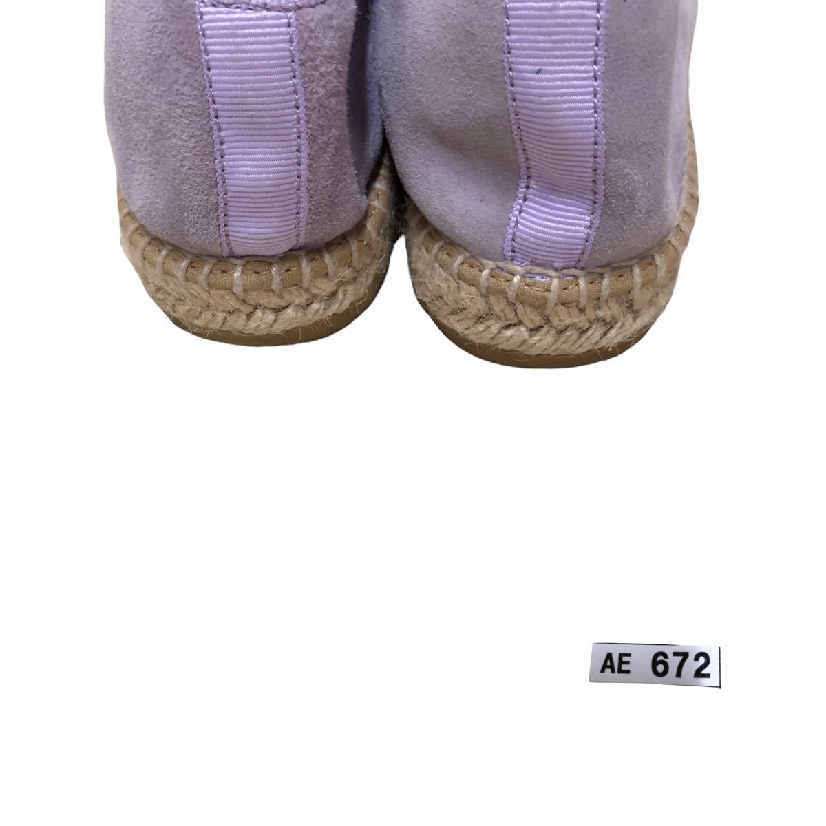AE672 Spain made KANNA espadrille bit Loafer pumps 38 approximately 24cm light purple suede 