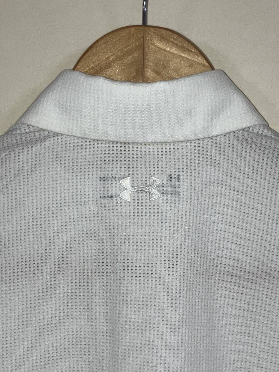 セール! 正規品 本物 新品 アンダーアーマー ジャカード シャツ UNDER ARMOUR シルエット綺麗 最強カラー ホワイト 白 ゴルフ 上品 SM_画像2