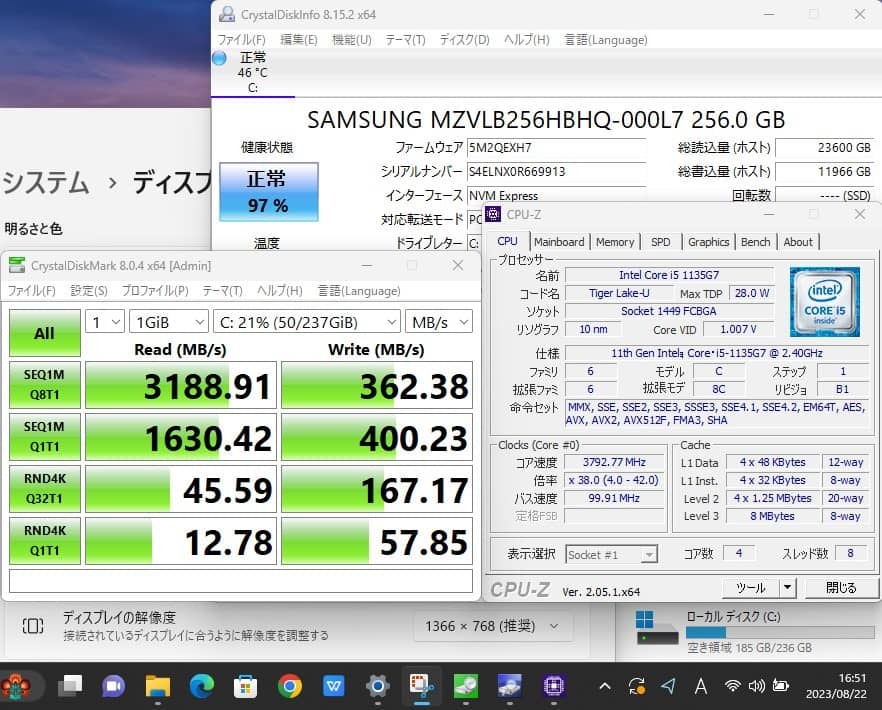 訳有 13.3型 Lenovo ThinkPad L13 Gen2 Windows11 11世代 i5-1135G7 8GB NVMe 256GB-SSD カメラ 無線 Office付 中古パソコン 税無_画像4