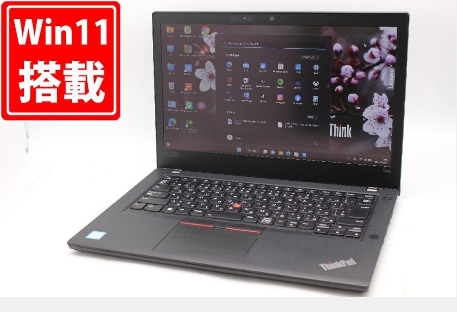 中古 フルHD タッチ 14型 Lenovo ThinkPad T480 Type-20L6 Windows11 八世代 i5-8350u 8GB NVMe 256GB-SSD カメラ 無線 Office付_画像1