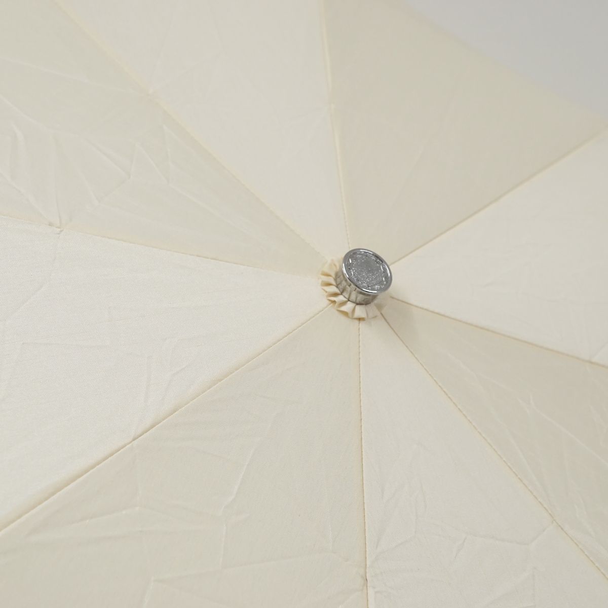 折りたたみ傘 RALPH LAUREN ラルフローレン USED美品 フラワー＆ロゴ刺繍 エレガント クリーム色 レトロ 50cm S FA8276_画像5