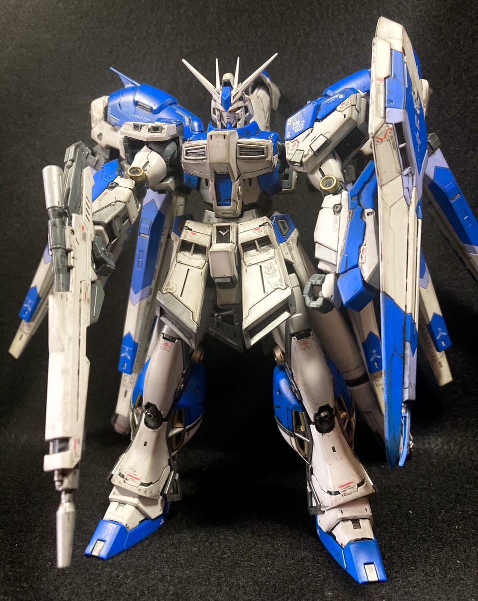 RG 1/144 Hi-νガンダム RX-93 完成品、部分塗装、ウェザリング仕上げ-