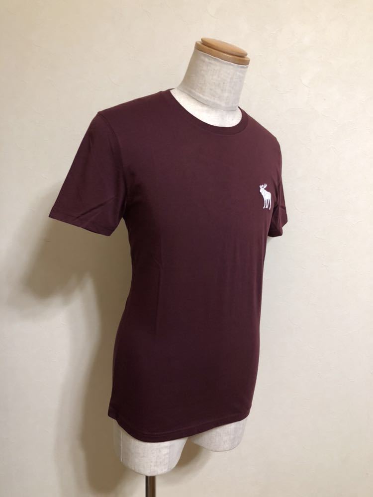 【新品】 Abercrombie & Fitch アバクロンビー&フィッチ エクスプローデッド アイコン Vネック Tシャツ サイズS 175/92A 半袖 バーガンディ_画像8