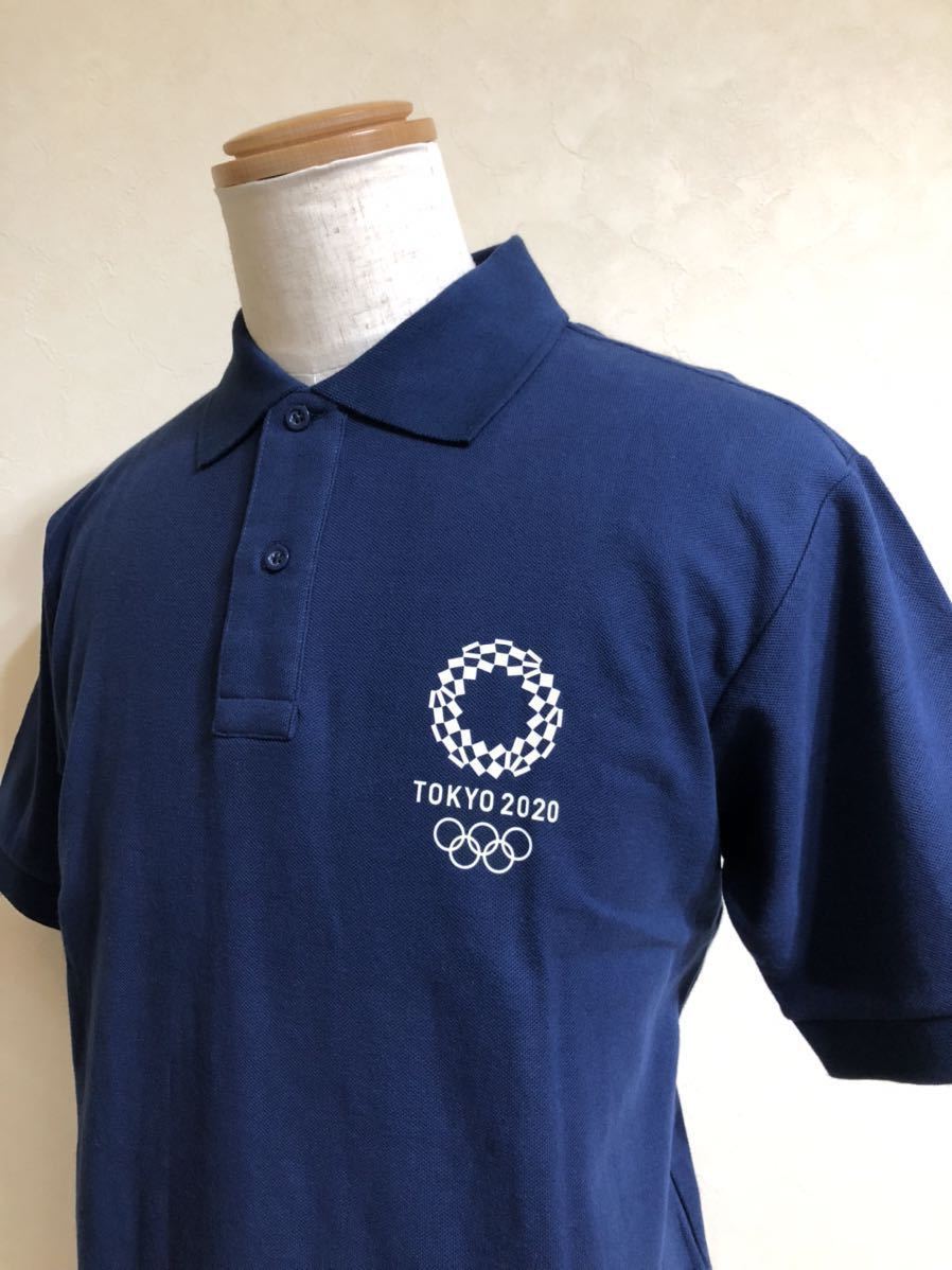 【未使用】 TOKYO2020 東京 オリンピック エンブレム 五輪 オフィシャル 鹿の子 ポロシャツ サイズL 半袖 ネイビー_画像7