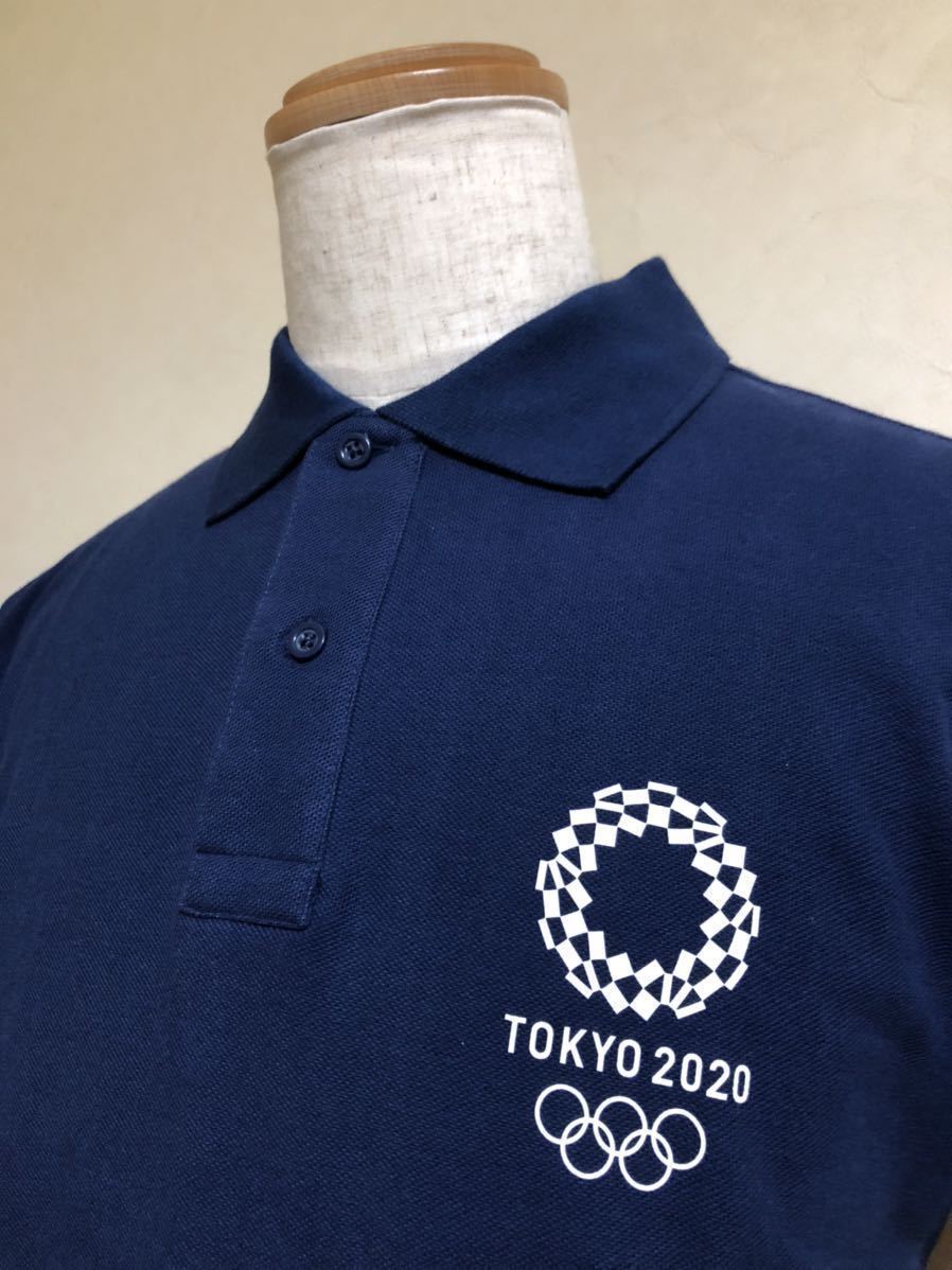 【未使用】 TOKYO2020 東京 オリンピック エンブレム 五輪 オフィシャル 鹿の子 ポロシャツ サイズL 半袖 ネイビー_画像10