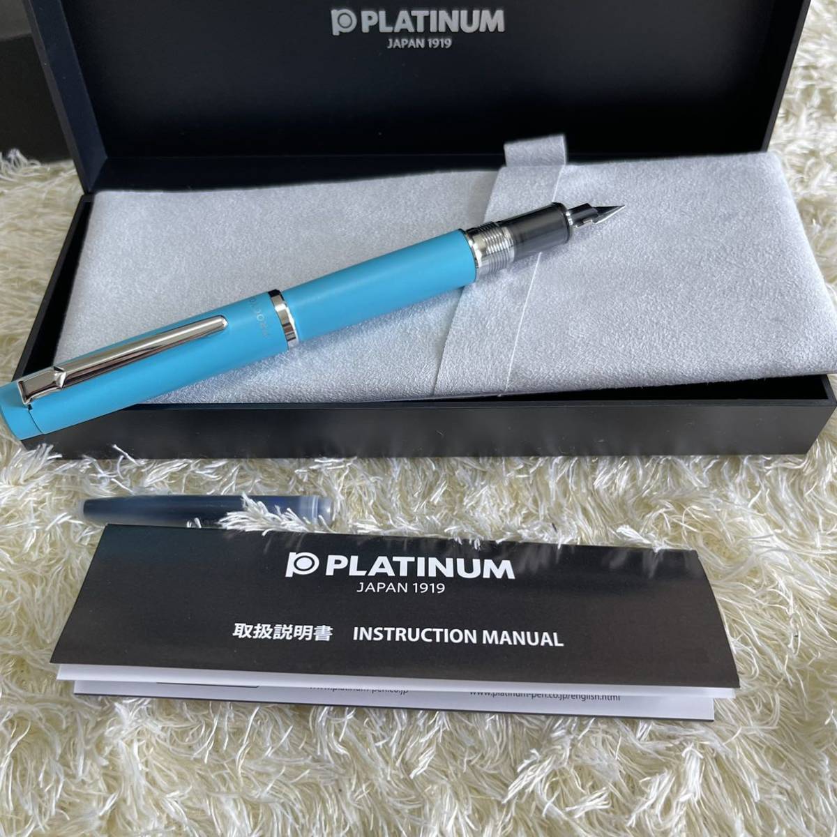 プラチナ万年筆 PLATINUM　ターコイズブルー　両用式 中字M_画像3