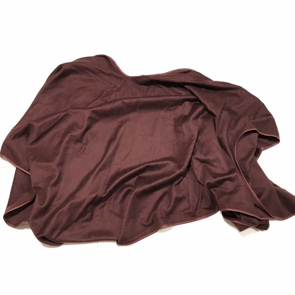 美品【ロロピアーナ】本物 Loro Piana カシミヤ100% ポンチョ ボルドーブラウン色系 大判ストール 羊革 女性用 レディース イタリア製_画像2