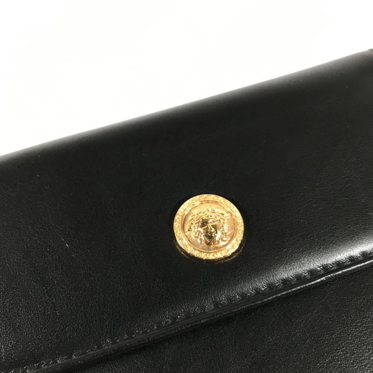 美品【ヴェルサーチェ】本物 GIANNI VERSACE 二つ折り財布 メデューサ ２つ折り 小銭入れ有り レザー メンズ レディース 伊製 送料370円 3_画像5