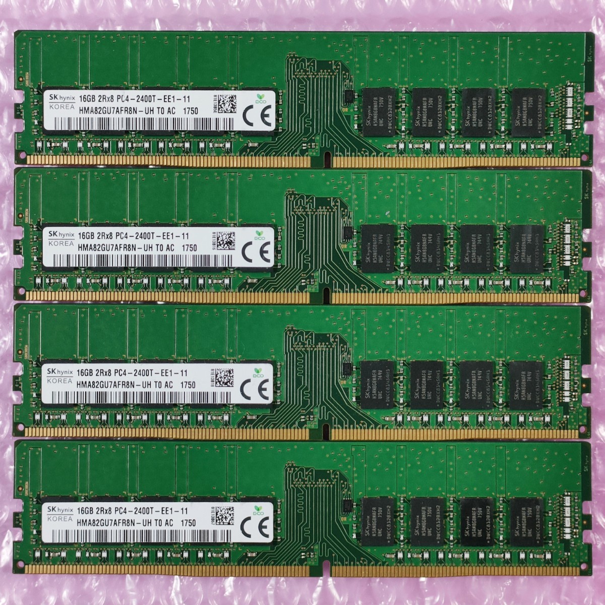 動作確認済み】ECC Unbuffered対応 SK Hynix 16GB 4枚 計64GB DDR4