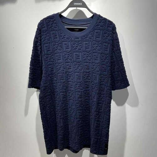 FENDI FF LOGO PATTERN COTTON T-SHIRT XLサイズ FY0936 A9RK フェンディ コットン パイル テリー Tシャツ 半袖 FFロゴ 総柄