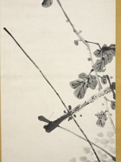 ys6240629; 明治戊子(1888年) 秋琴筆菊花肉筆紙本掛軸(保護箱)【道