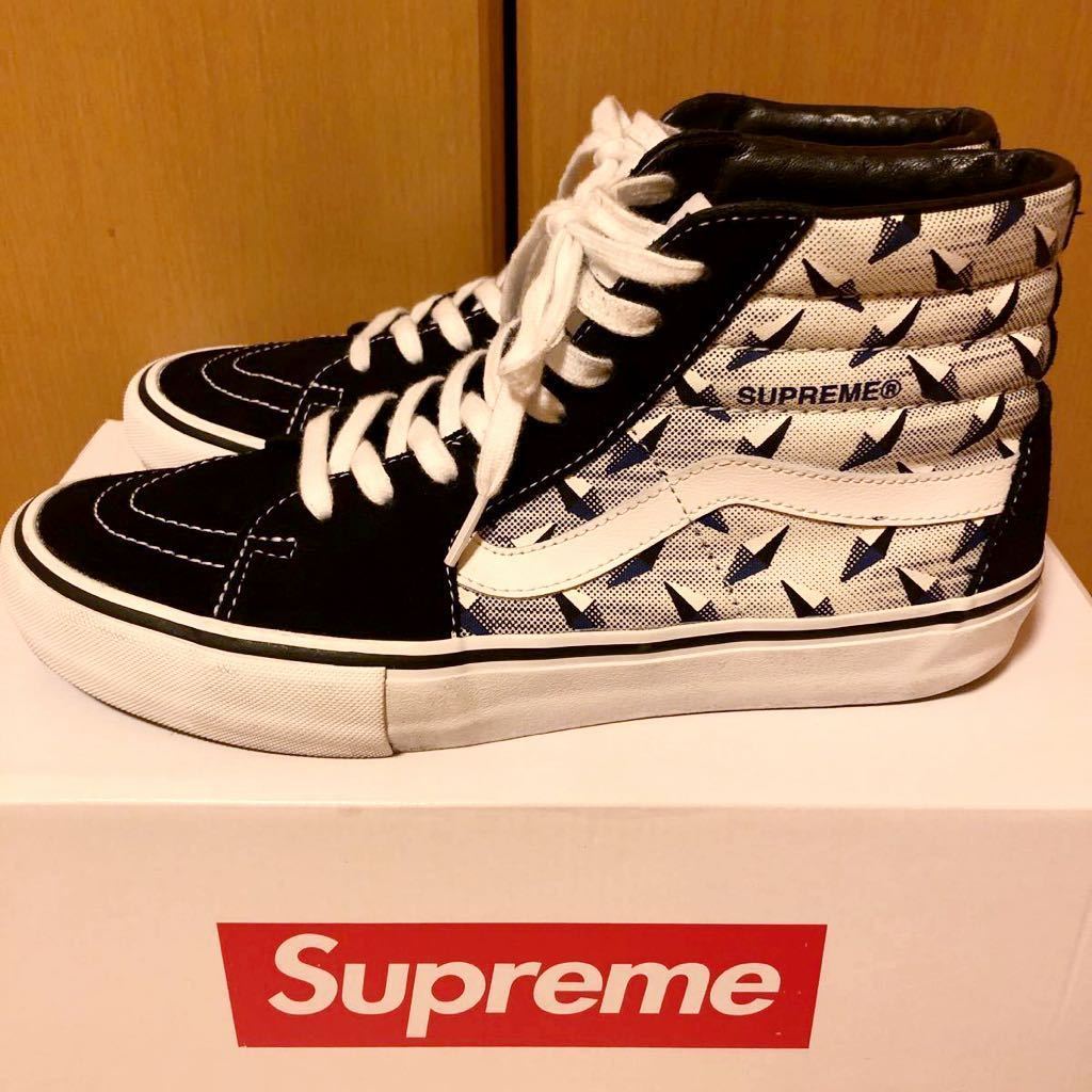 SUPREME VANS DIAMOND PLATE SK8-HI PRO US10 BLACK 2019 SS BOX LOGO シュプリーム バンズ スケートハイ 28センチ ボックスロゴ 箱付き_画像4