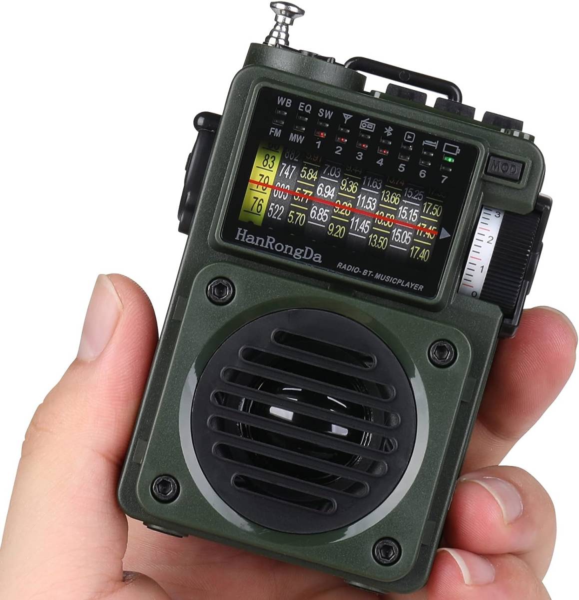 破格値下げ】 グリーン HanRongDa Bluetoothスピーカー 小型BCLラジオ