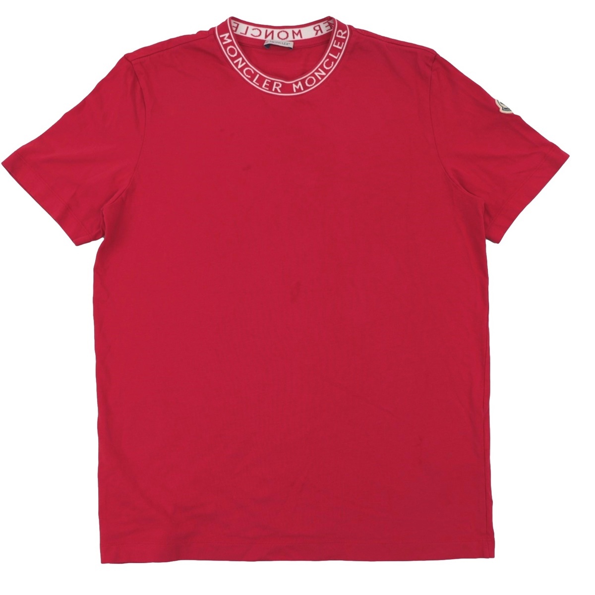 美品 モンクレール 23SS ロゴレタリング クルーネック 半袖Tシャツ メンズ 赤 M MONCLER