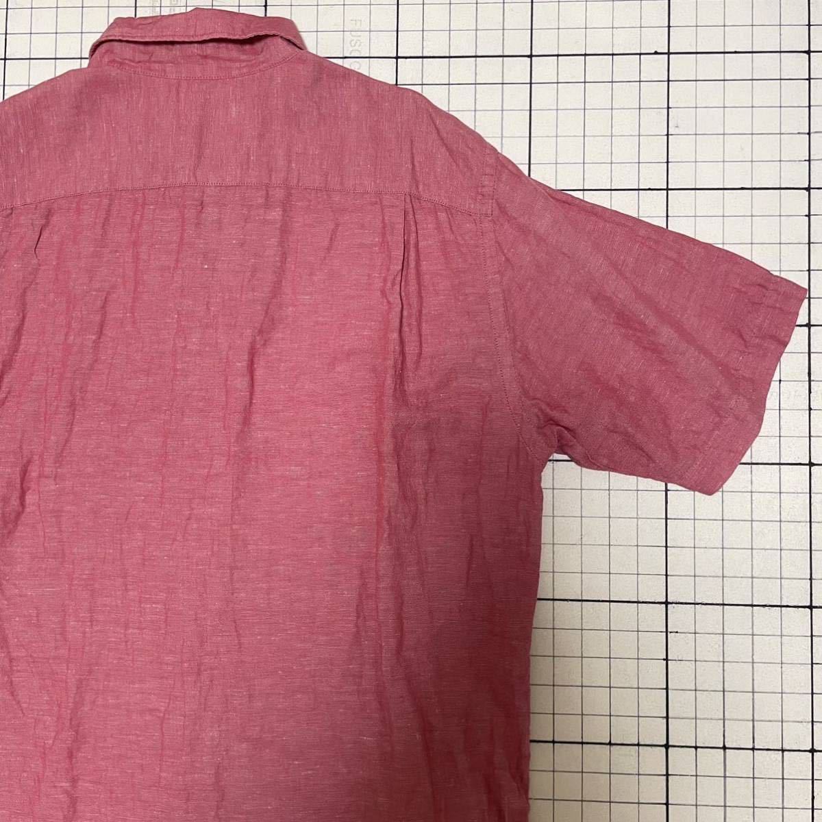 良品 ユニクロ【UNIQLO】リネンコットンシャツ 麻混半袖ボタン 良品 ユニクロ【UNIQLO】リネンコットンシャツ 麻混半袖ボタン