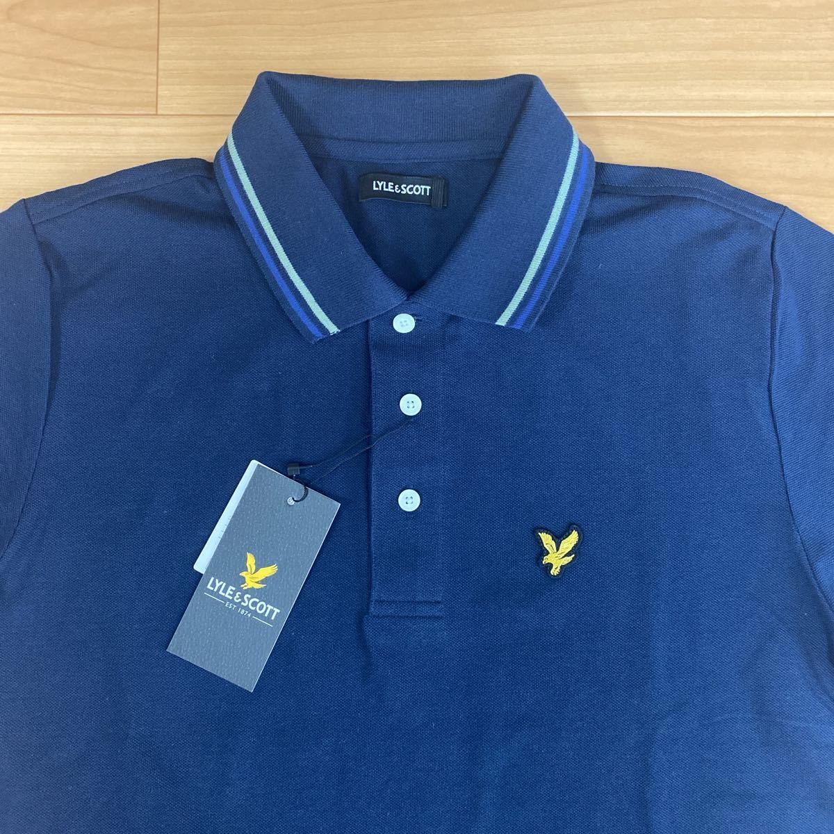 M ライル&スコット LYLE&SCOTT 新品 半袖ポロシャツ トップス 襟付きシャツ 紺 メンズ 紳士 アウトドア スポーツ ゴルフウェア 旅行 golf_画像1