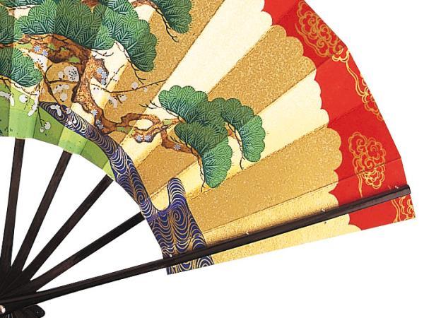 9104, Mai fan Japan dancing,.. for 29cm both sides gold sand . manner, pine bamboo plum black paint . capital fan box attaching 