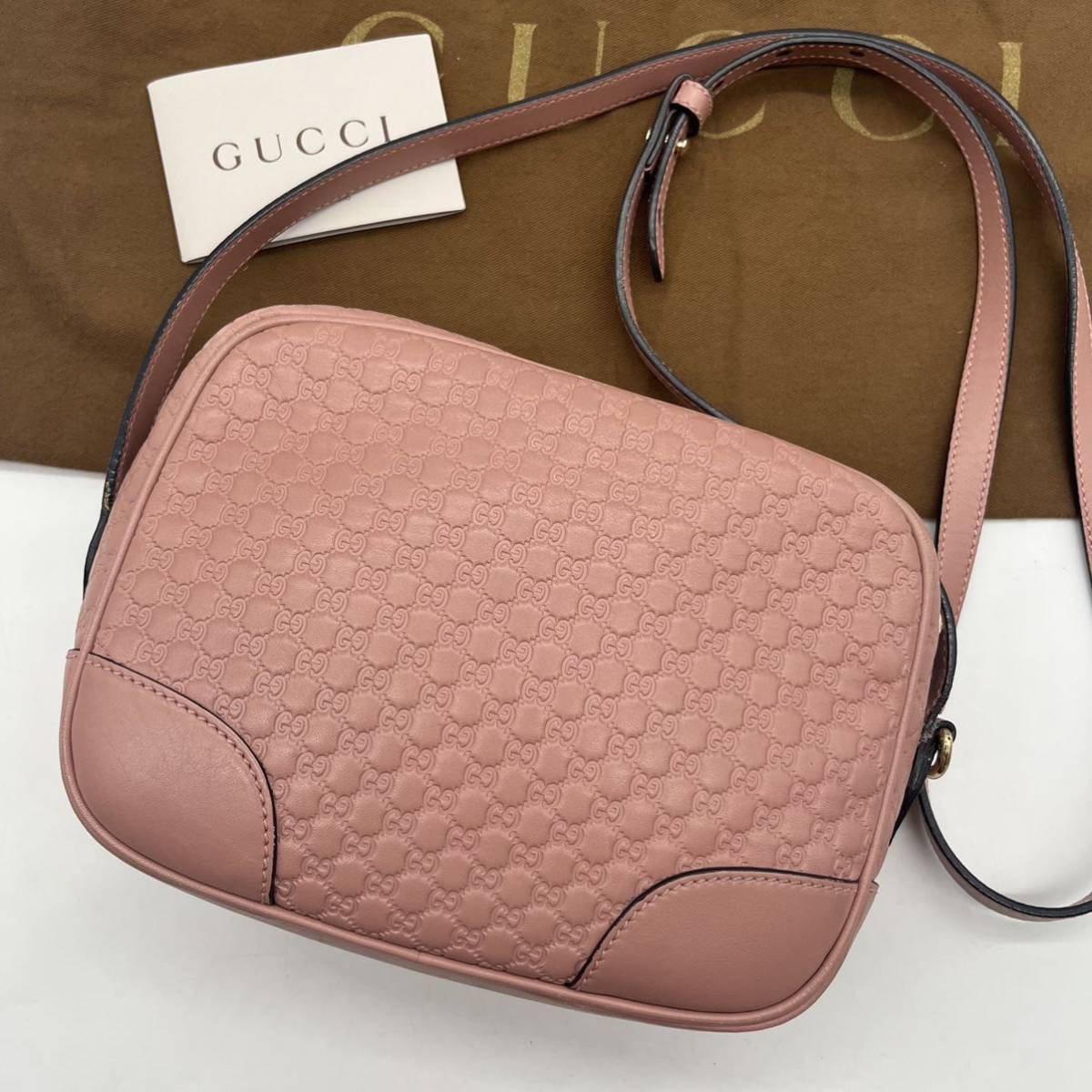 super rare *GUCCI Gucci shoulder bag diagonal .. camera bag GG pattern micro  sima all leather pink : Real Yahoo auction salling