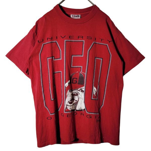 90s ビンテージ GEORGIA BULLDOGS ジョージア ブルドックス Tシャツ 赤 Mサイズ 90年代 シングルステッチ_画像2