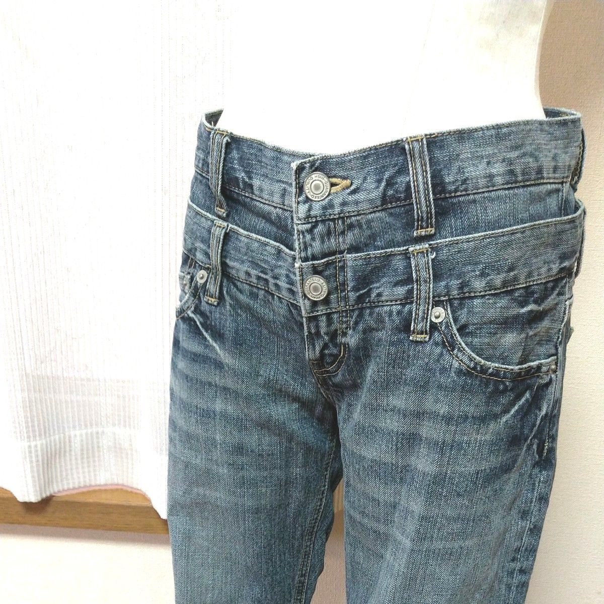 ★ORIRIN JEANS★ レディース クロップドデニムパンツ ウエスト64 ブルージーンズ