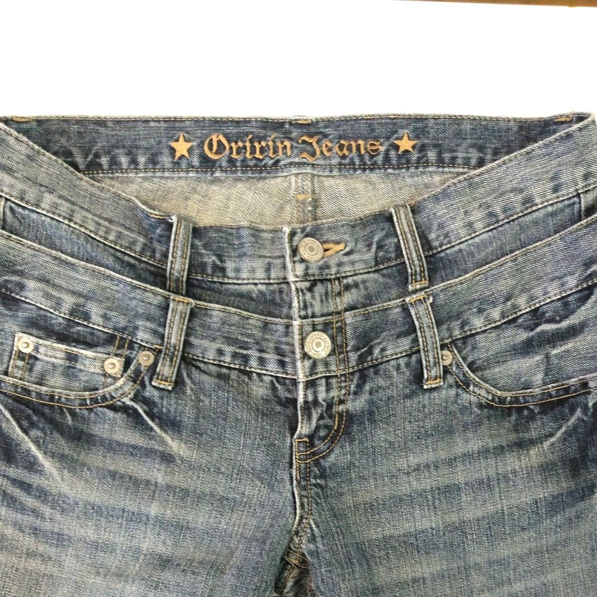 ★ORIRIN JEANS★ レディース クロップドデニムパンツ ウエスト64 ブルージーンズ