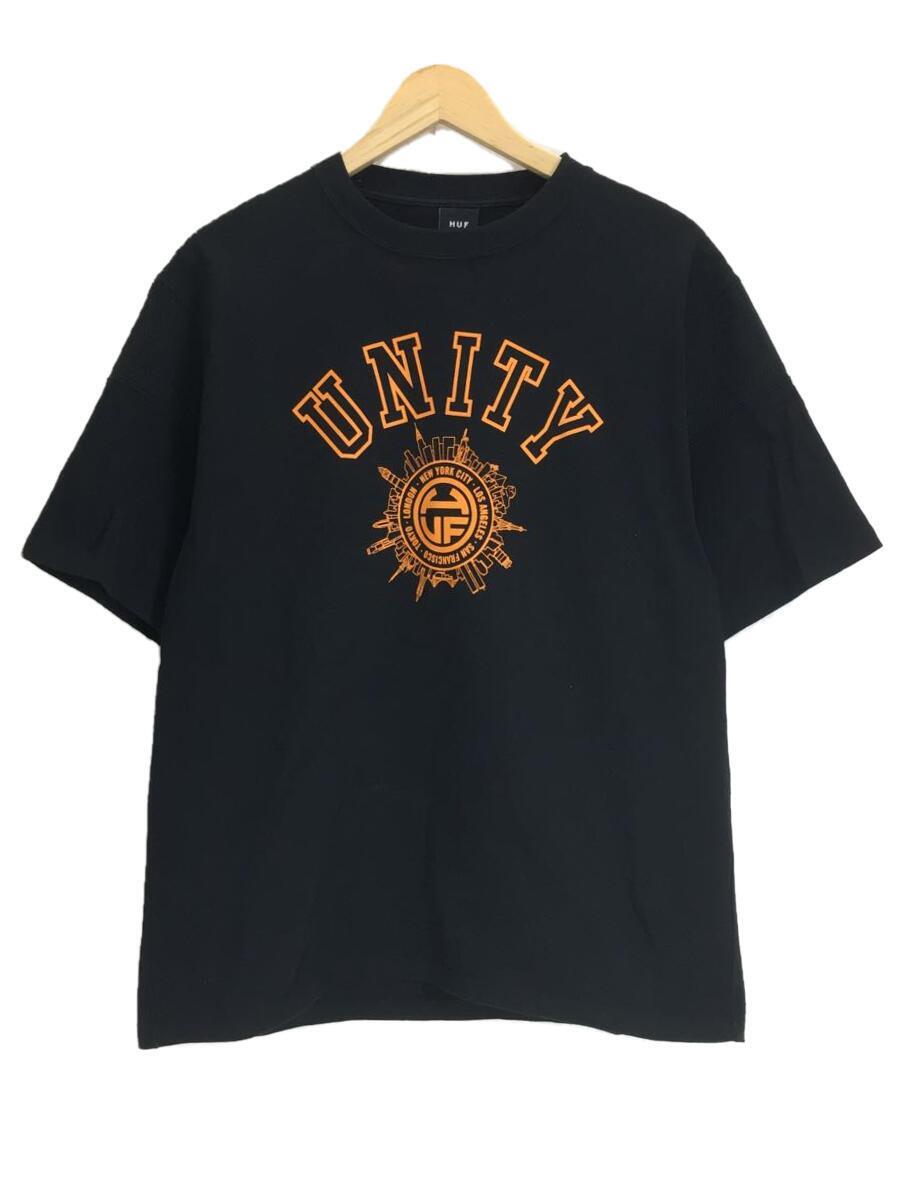 HUF◆INTERNATIONALLY KNOWN FOOTBALL CREW/Tシャツ/M/コットン/BLK/プリント_画像1