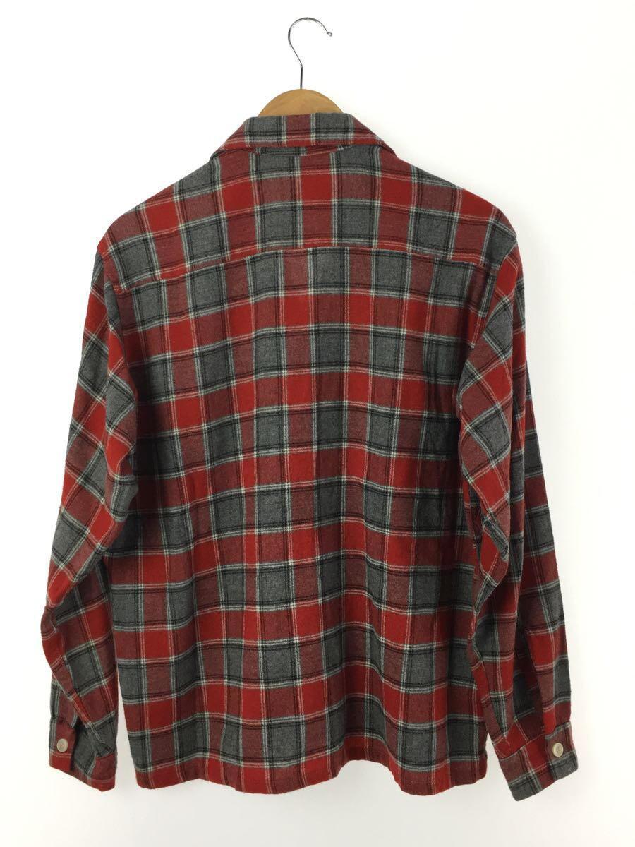 60s頃/MONTEREY/オープンカラーシャツ/長袖シャツ/M/ウール/RED/チェック_画像2