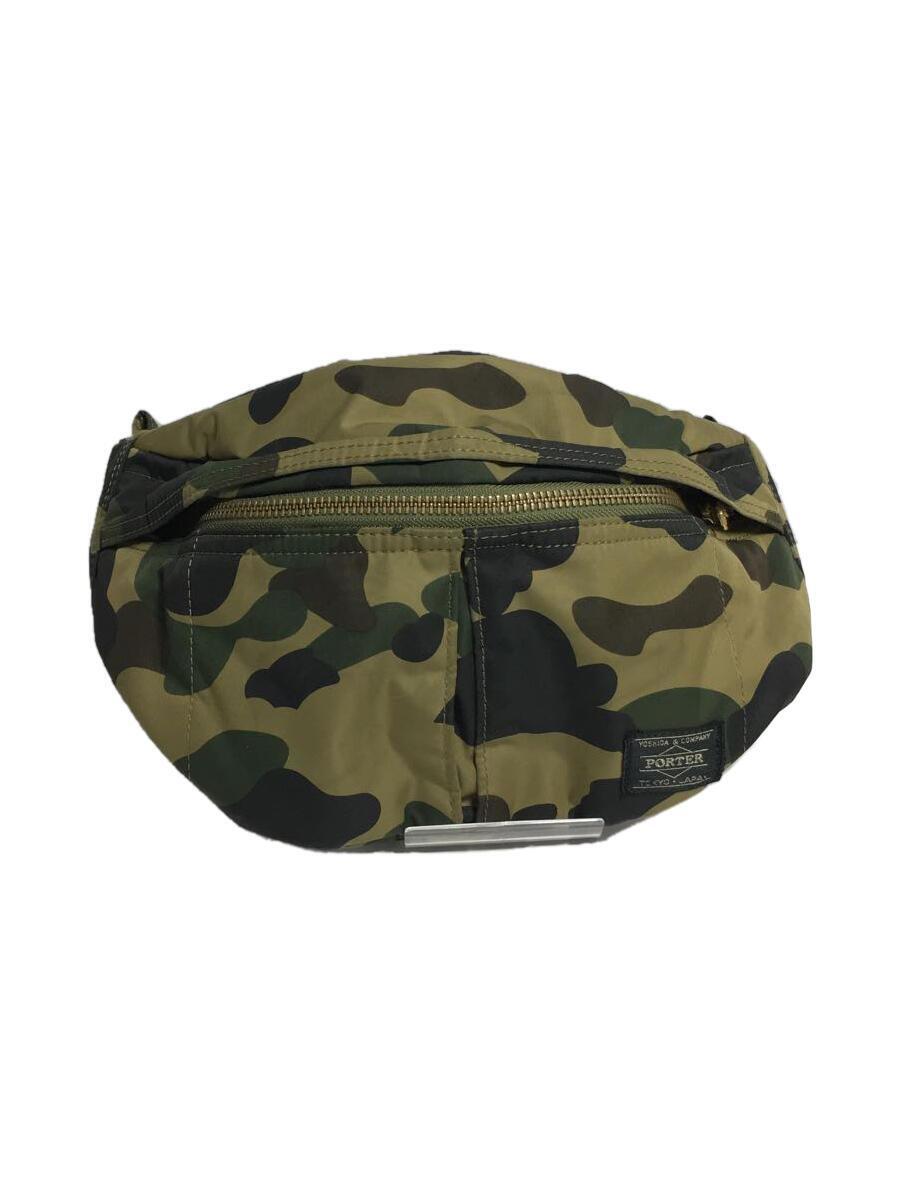 PORTER◆1ST CAMO WAIST POUCH/ウエストバッグ/ナイロン/KHK/カモフラ/汚れ有