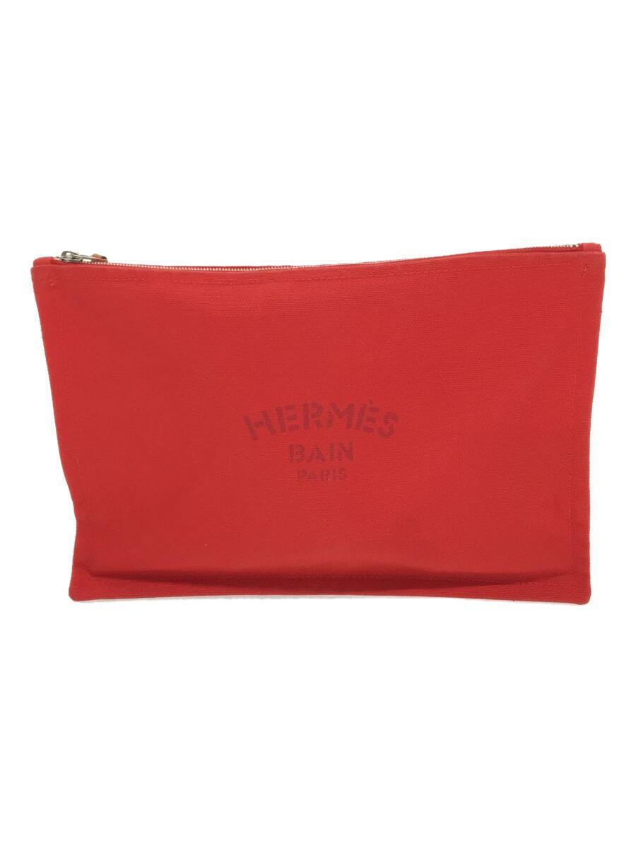HERMES◆ポーチ/キャンバス/RED