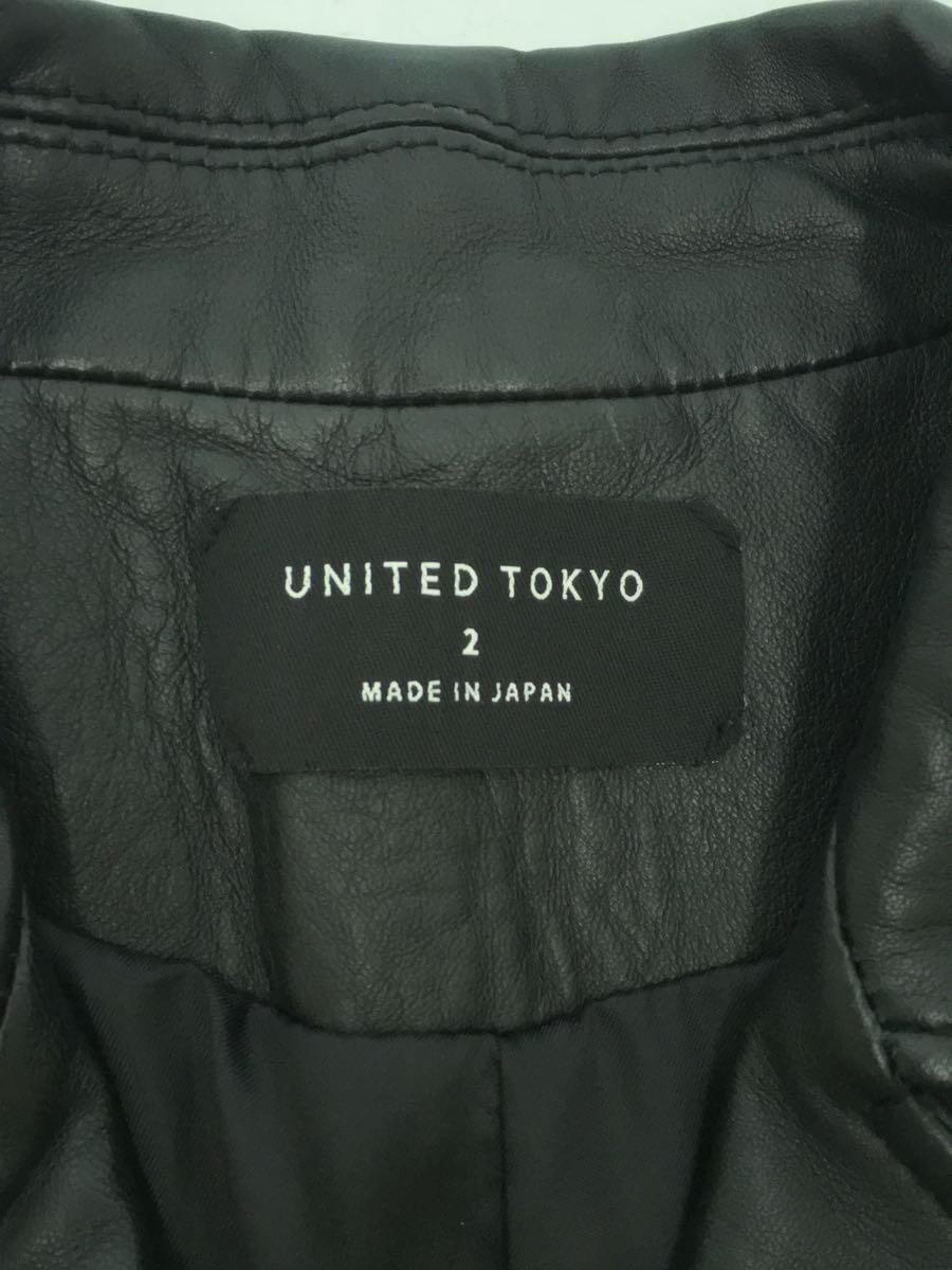 UNITED TOKYO◆ダブルライダースジャケット/2/羊革/BLK/507152004_画像3
