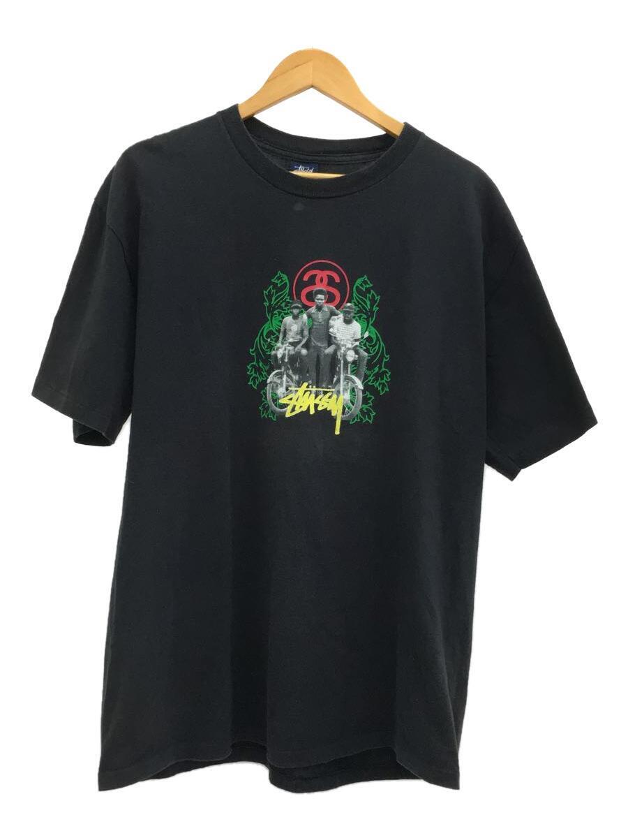 STUSSY◆OLD/USA製/Tシャツ/XL/コットン/BLK/プリント