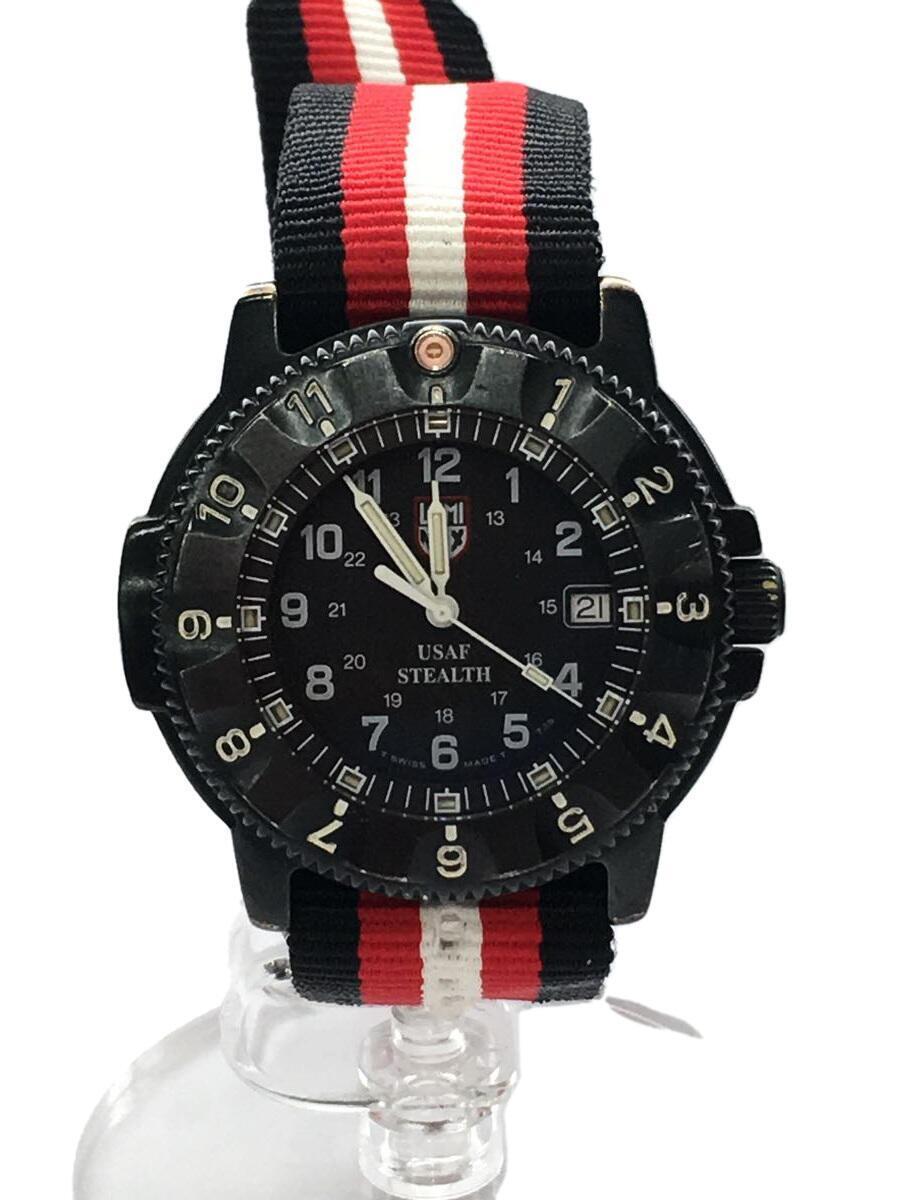 LUMINOX◆F-117ナイトホーク・3400シリーズ/アナログ/ナイロン/BLK/マルチカラー