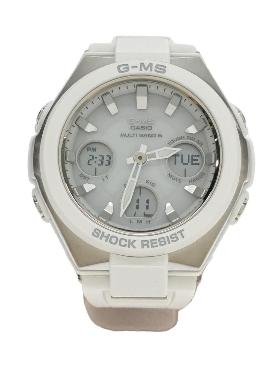 CASIO◆ソーラー腕時計/デジアナ/WHT/MSG-W100-7AJF