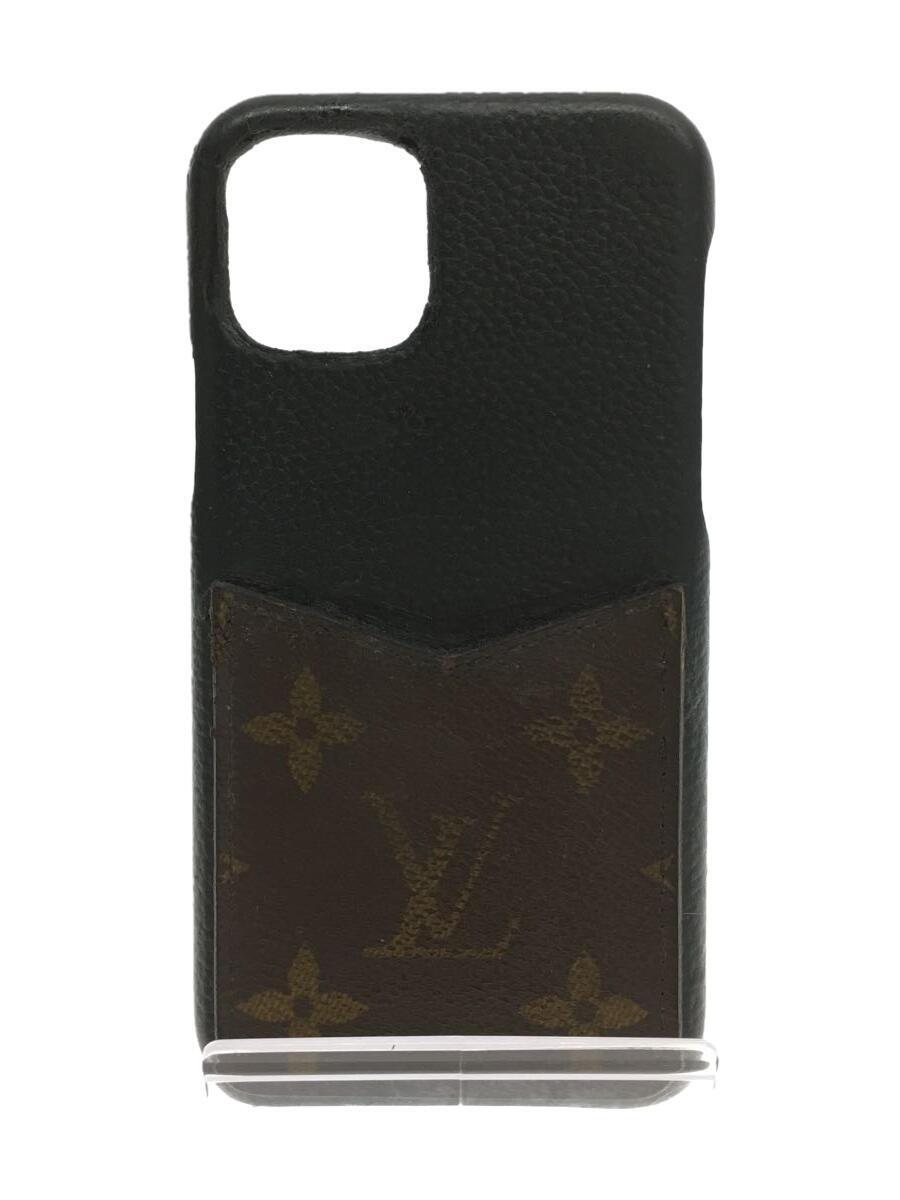 LOUIS VUITTON◆IPHONE・バンパー11/11PRO_モノグラム_BRW/レザー/BLK/メンズ_画像1