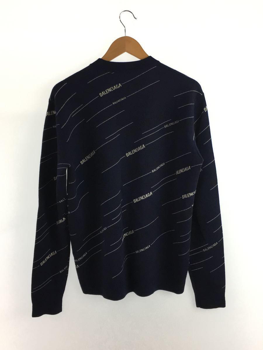 品質が完璧 BALENCIAGA◇ロゴニットセーター/S/ウール/ネイビー/背タグ