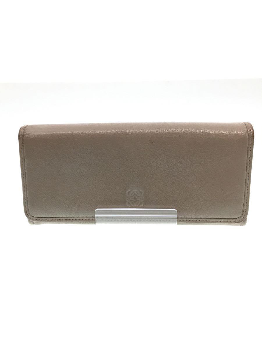 LOEWE◇アナグラム/長財布/レザー/ベージュ/無地/レディース LOEWE◇アナグラム/長財布/レザー/ベージュ/無地/レディース