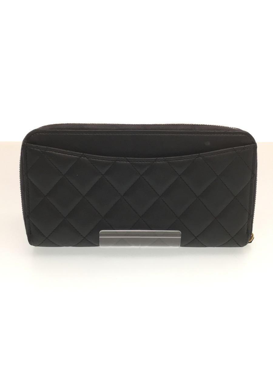 【CHANEL】シンプルシルエット♪二つ折り財布 CHANEL◇2つ折り財布/レザー/BLK/無地/レディース