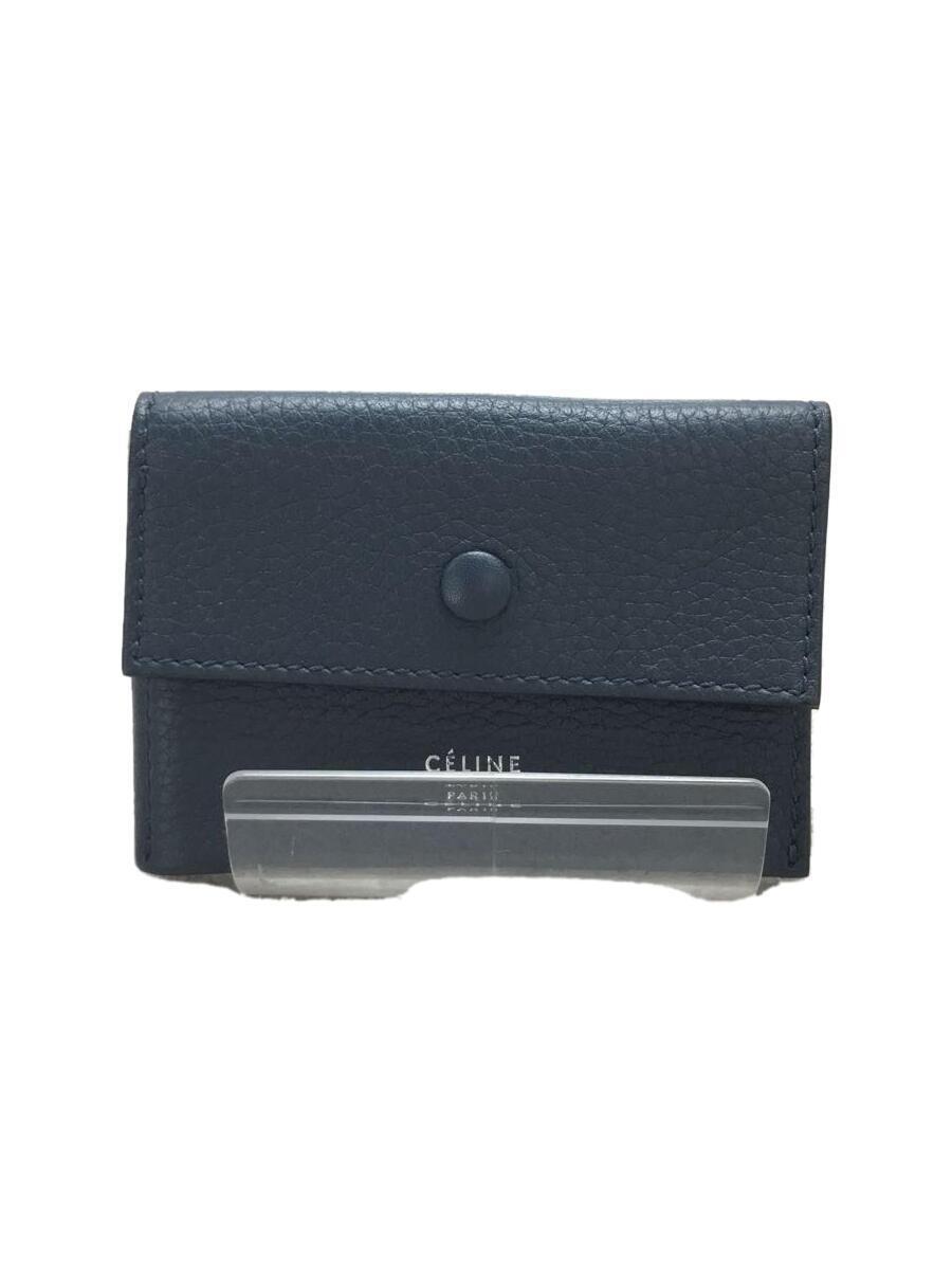 正規品 CELINE◇カードケース/レザー/NVY/無地/レディース その他