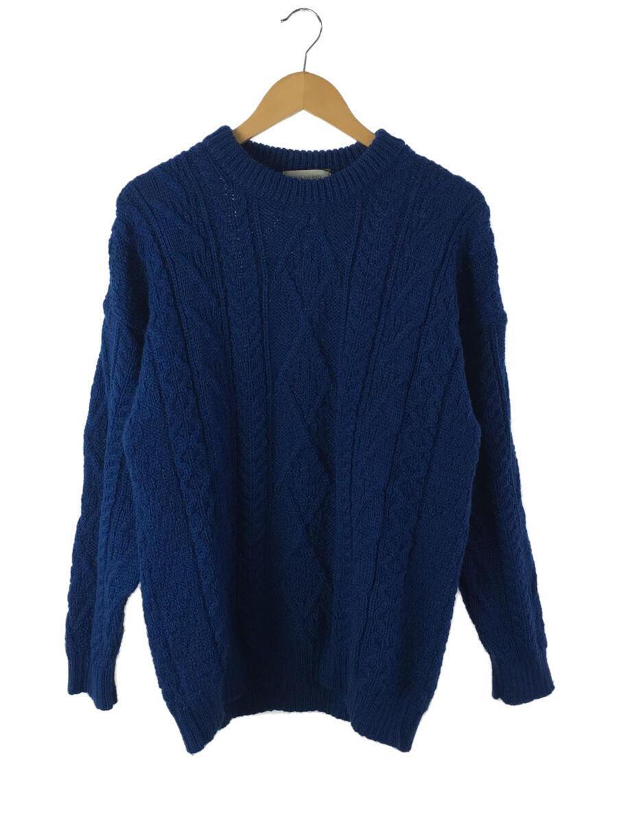 Oldderby Knitwear◆セーター(厚手)/one/ウール/BLU/ケーブルニット/英国製_画像1