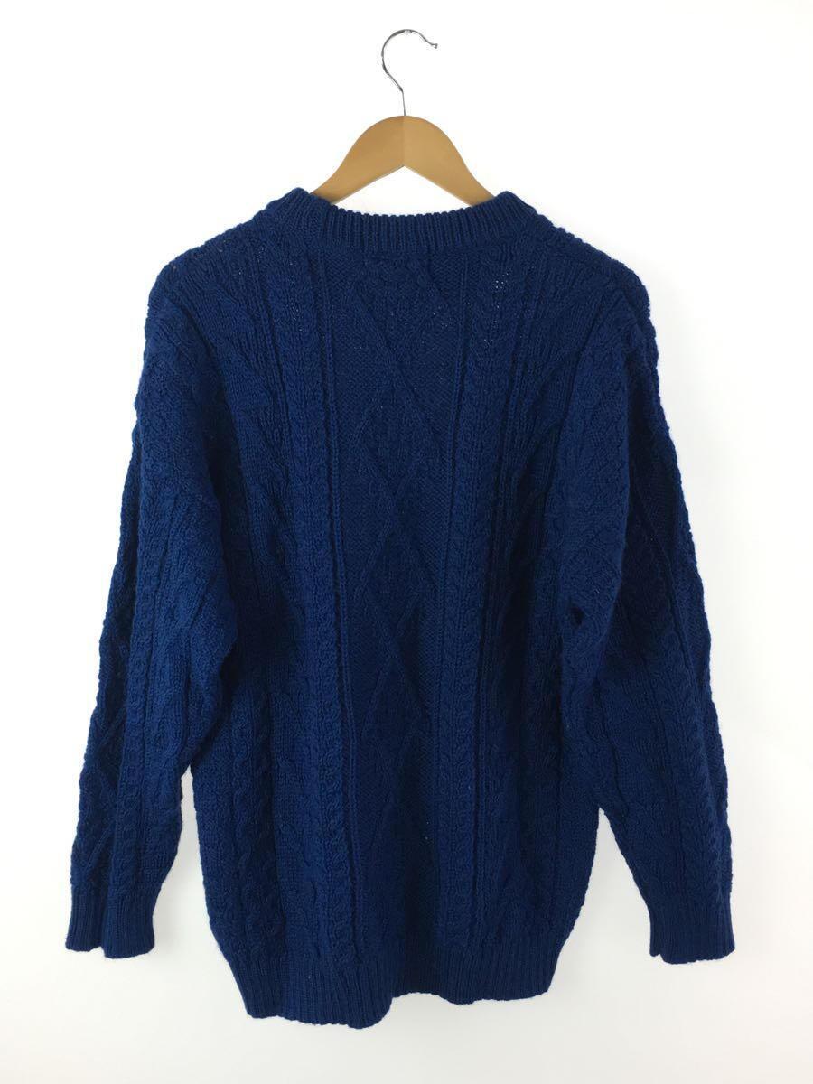 Oldderby Knitwear◆セーター(厚手)/one/ウール/BLU/ケーブルニット/英国製_画像2