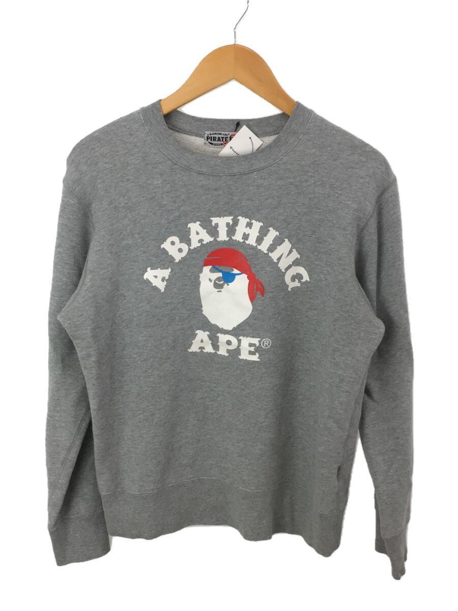 新作モデル A BATHING APE◇スウェット/L/コットン/GRY/プリント L