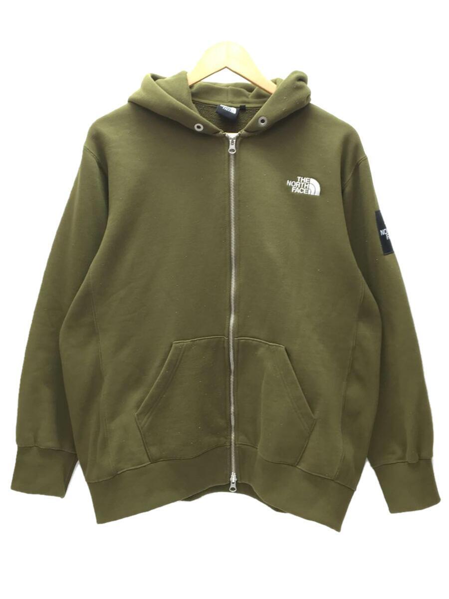 THE NORTH FACE◆SQUARE LOGO FULLZIP_スクエアロゴフルジップ/M/ポリエステル/KHK/無地