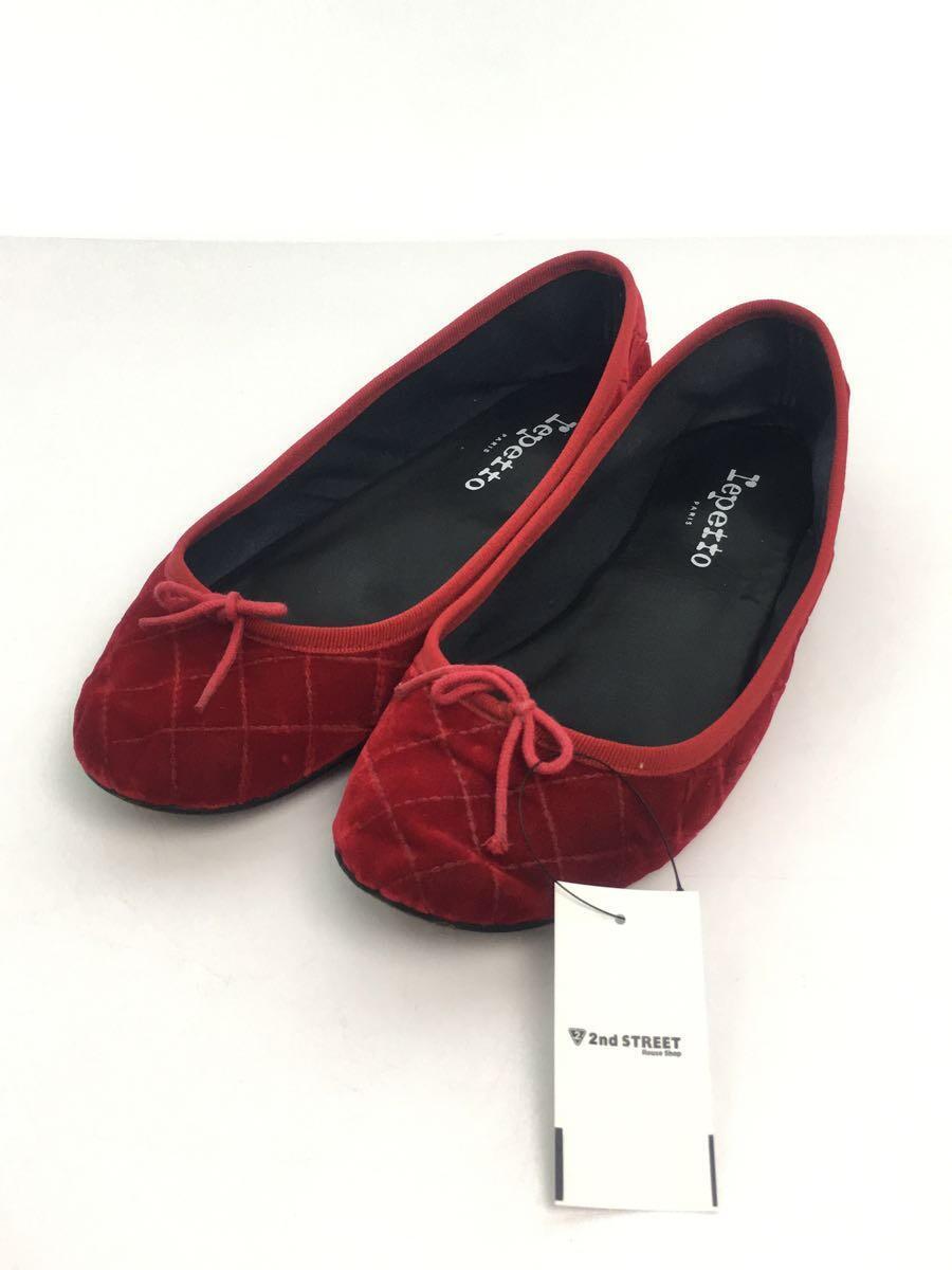 repetto◆Flamme/キルティング/フラットパンプス/バレエシューズ/38/レッド/ベロア_画像2